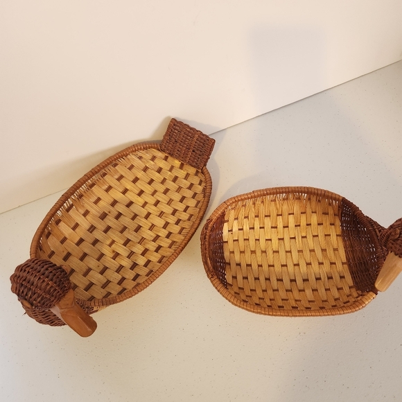 Vintage Duck Wicker Basket Lot Woven Rattan Plant Basket French Country Kitchen - Picture 6 of 9